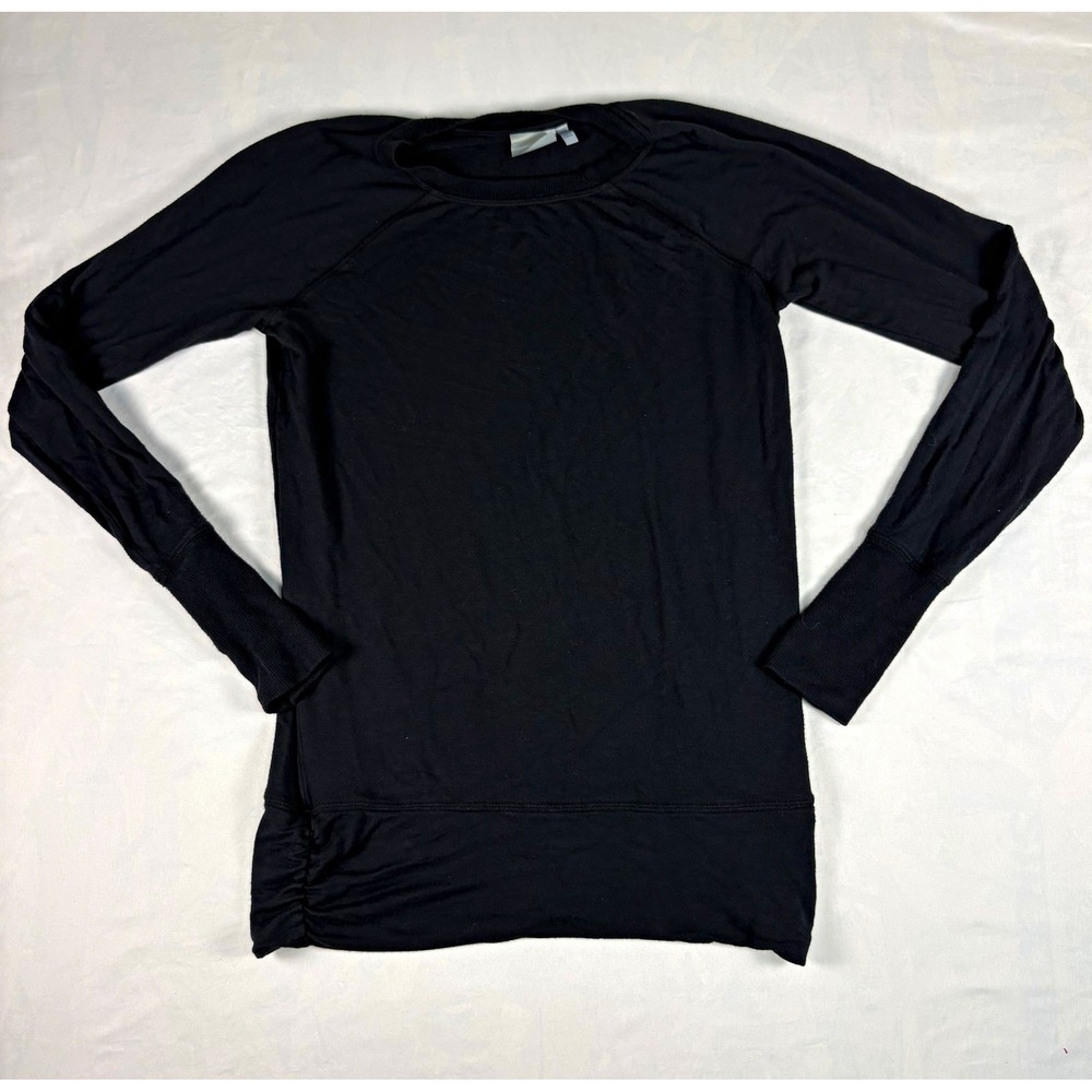 Athleta Women's S Black Crew Neck Long Sleeve Yoga Top Thumbholes Stretch